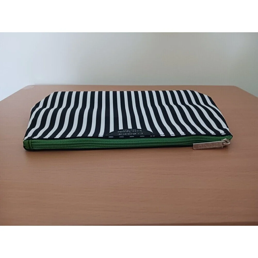 Clinique X Kate‎ Spade Black White Green Cosmetic Bag Zipper Pouch